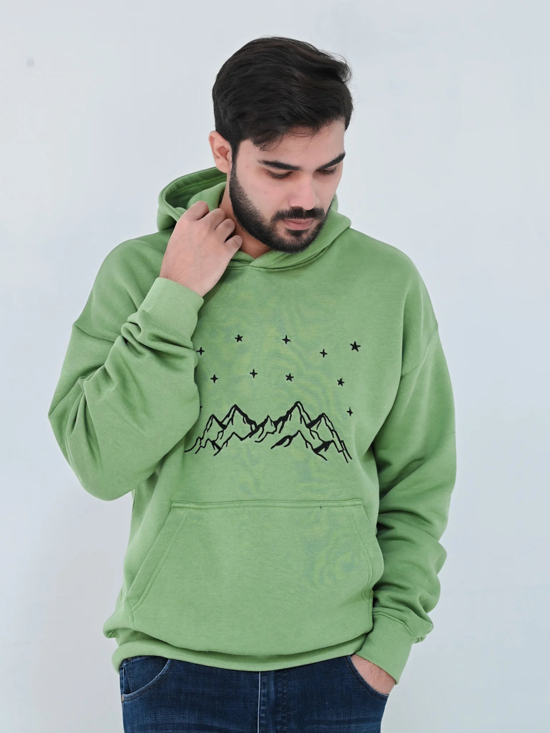 MOUNTAINS OLIVE OVERSIZE HOODIE