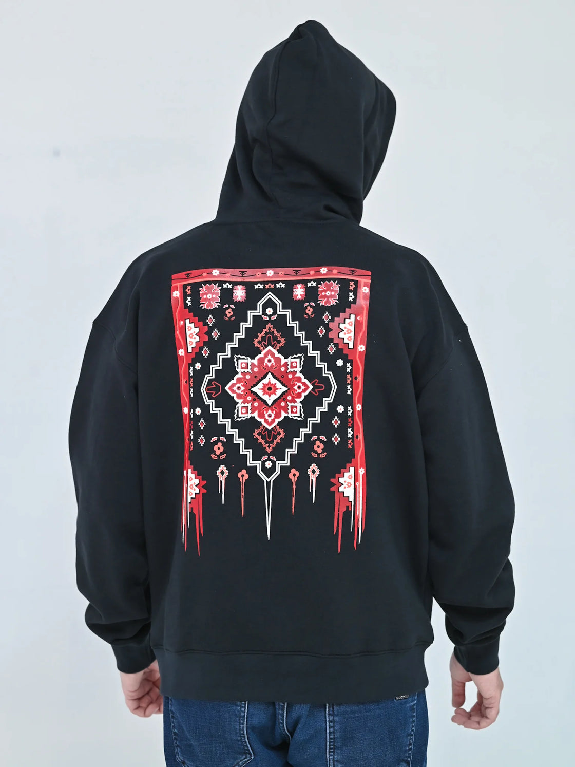 AJRAK BLACK OVERSIZE HOODIE