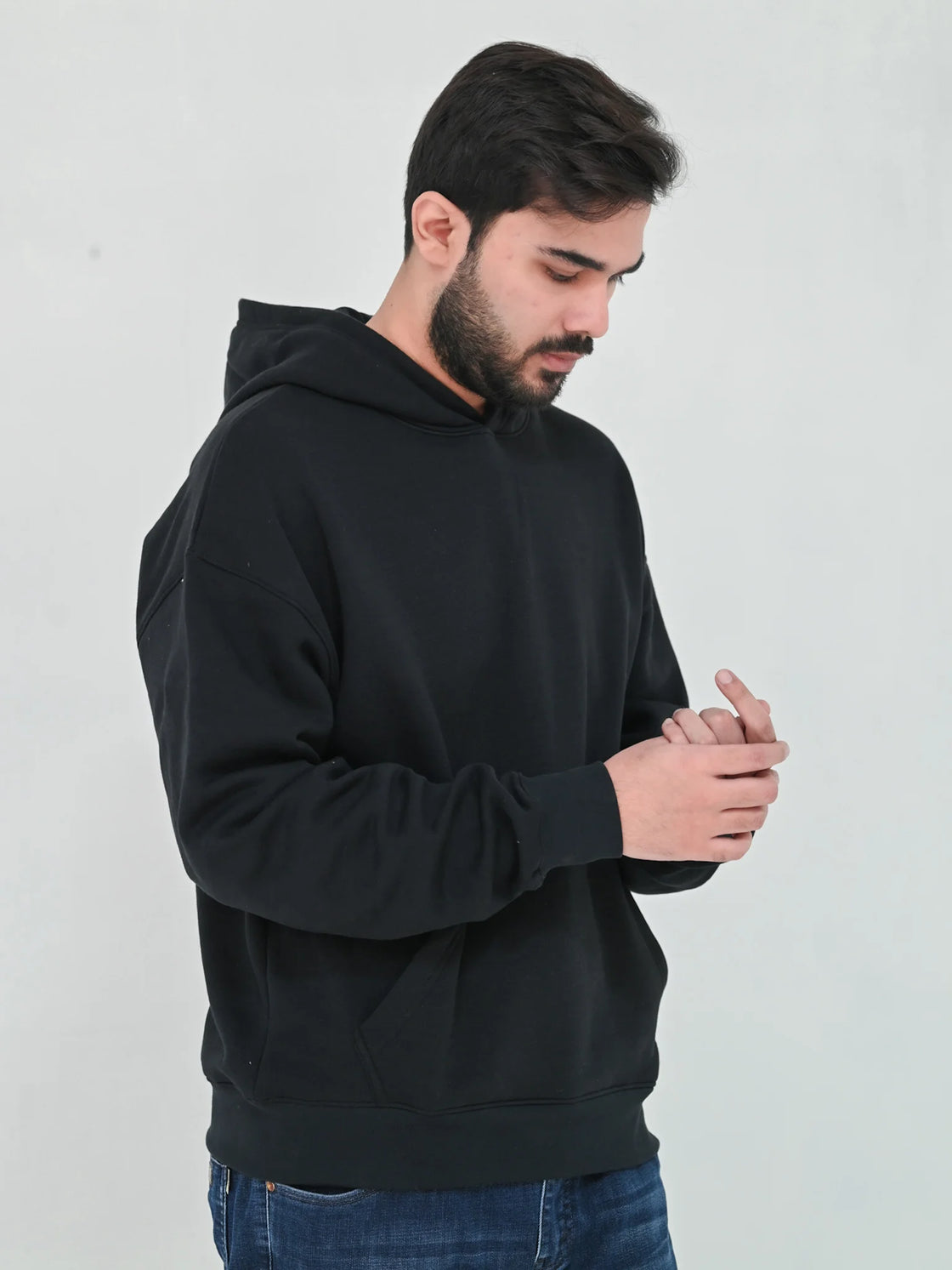 AJRAK BLACK OVERSIZE HOODIE