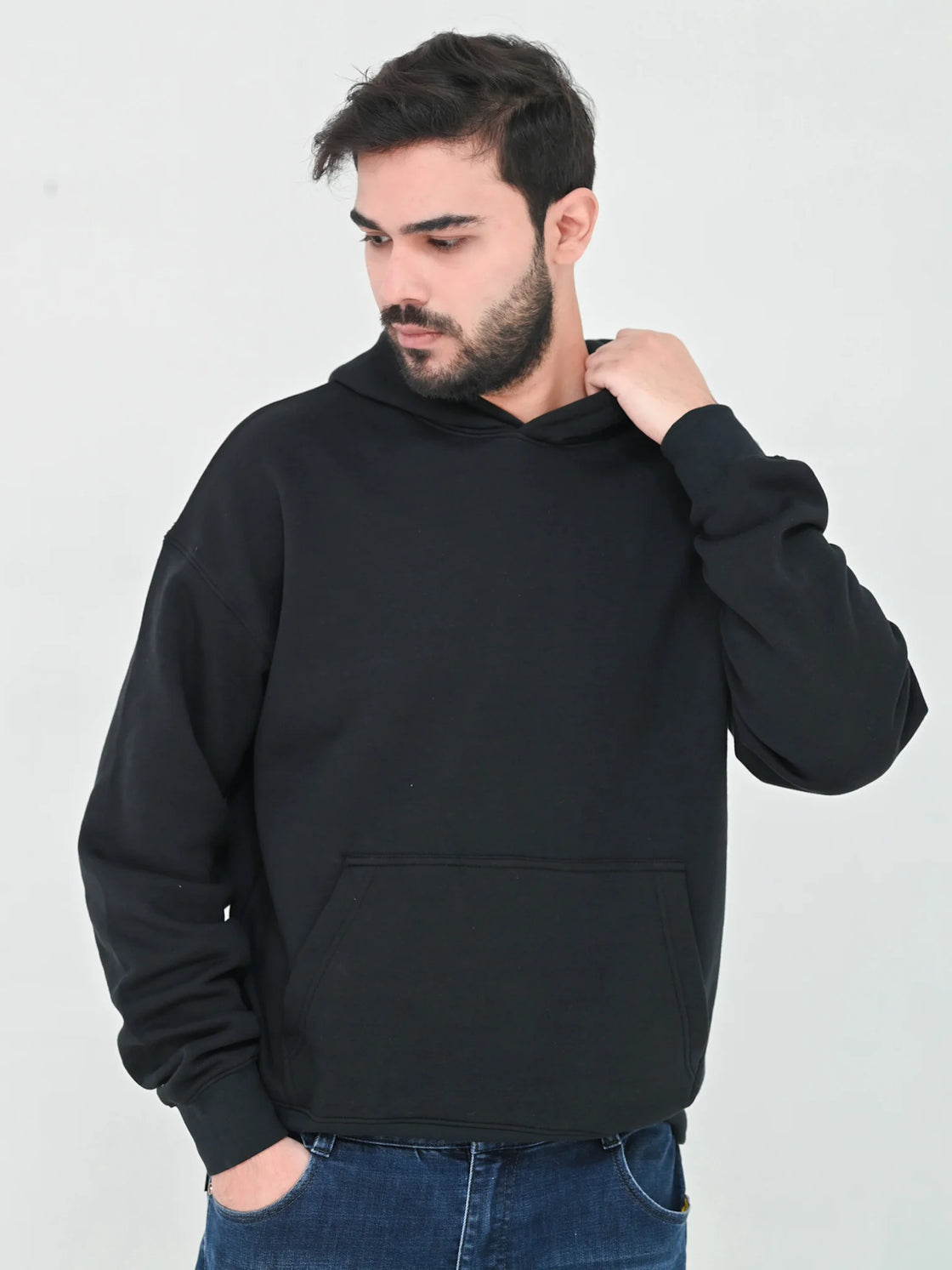 AJRAK BLACK OVERSIZE HOODIE